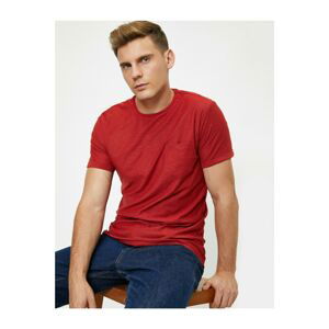 Koton Crew Neck Pocket Detail Flamed Fabric Slim Fit Basic Tshirt