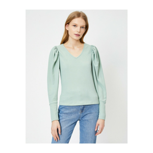 Koton Women's Green Ruffle T-Shirt