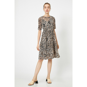 Koton Women Leopard Patterned Ruffle Detailed Midi Dress