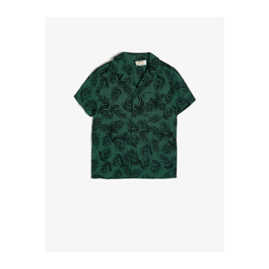 Koton Boy's Green Pocket Detailed Patterned Classic Collar Shirt