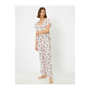 Koton Women Ecru Normal Waist Floral Pajamas