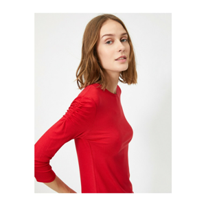 Koton Crew Neck Long Sleeve T-Shirt With Pleat Detail