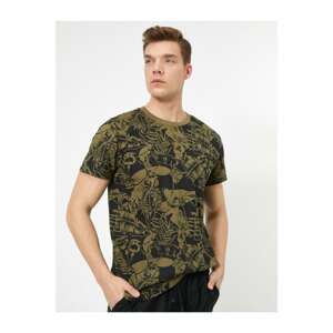 Koton Men's Green Patterned T-Shirt