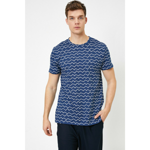 Koton Men's Navy Blue Striped T-Shirt