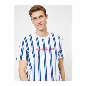 Koton Men's Blue Striped T-Shirt