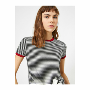 Koton Women's Black Striped T-Shirt