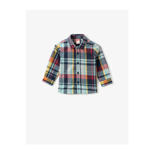 Koton Boy Navy Blue Classic Collar Checked Long Sleeve Shirt