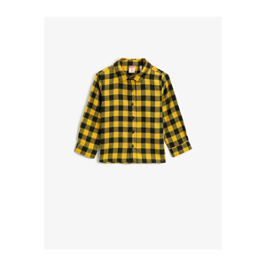 Koton Boy's Yellow Plaid Classic Collar Long Sleeve Shirt