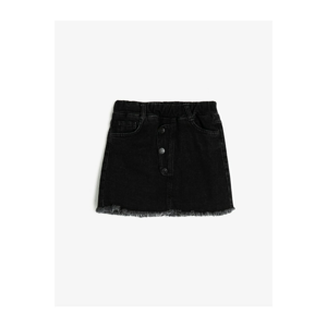 Koton Girl's Black Regular Waist Pocket Button Detail Jean Skirt