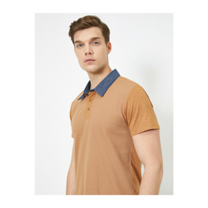 Koton Men's Brown Polo Neck Short Sleeve T-shirt