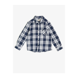 Koton Boy Navy Classic Collar Long Sleeve Checkered Shirt