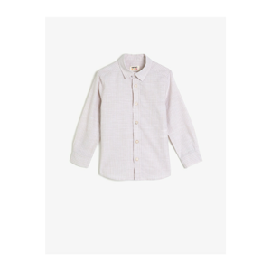 Koton Boy Ecru Cotton Striped Long Sleeve Shirt
