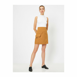 Koton Women's Brown Polyester Pocket Mini Skirt