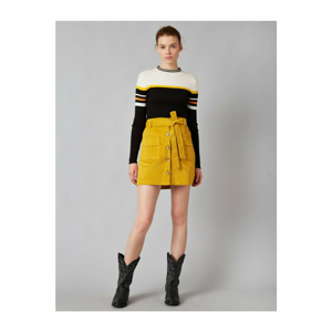 Koton Pocket Detailed Mini Skirt With Corduroy Belt