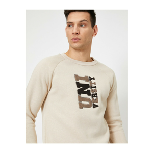 Koton Crew Neck Raglan Sleeve Embroidered Sweatshirt