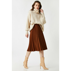 Koton Women's Brown Pleated Skirt