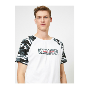 Koton Men's White Printed Printed T-Shirt