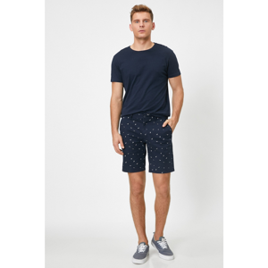Koton Men Navy Blue Printed Shorts with Pockets