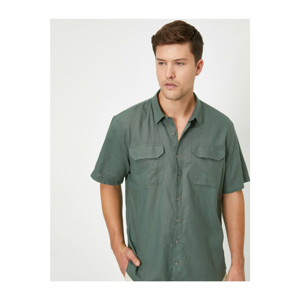 Koton Men's Green Flap Pocket Short Sleeve Shirt