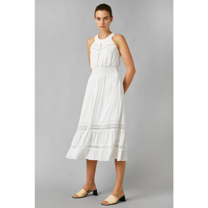 Koton Women's White Halter Neck Midi Length Dress