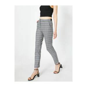 Koton Women's Gray Checkered Trousers