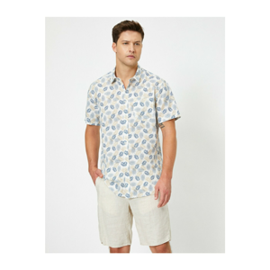 Koton Men's Blue Patterned T-shirt