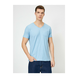Koton Men's Blue V-Neck T-shirt