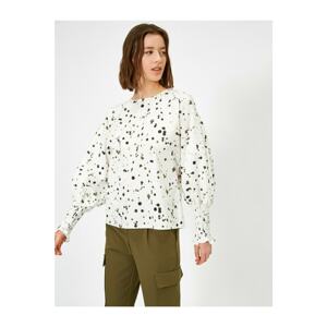 Koton Patterned Balloon Sleeve Poplin Blouse