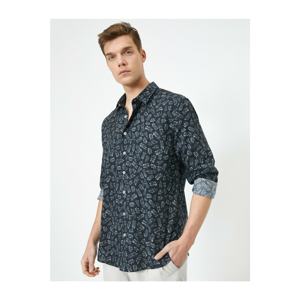 Koton Men's Leaf Pattern Long Sleeve Regular Fit Casual Shirt
