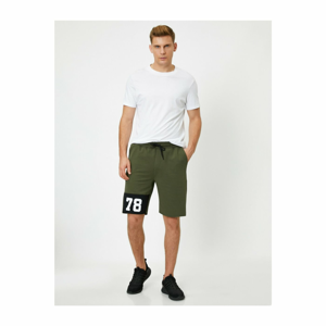 Koton Men's Green String Printed Waist Lace-up Knitted Shorts