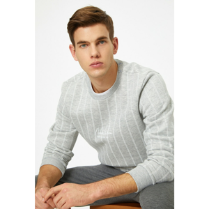 Koton Men's Gray Striped Sweatshirt