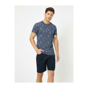 Koton Men's Navy Blue Patterned T-Shirt