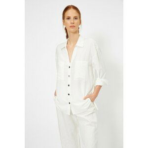 Koton Women Ecru Pocket Detailed Shirt