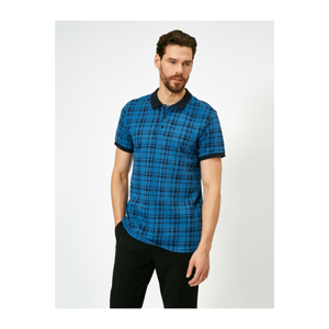 Koton Men's Blue Checkered T-Shirt