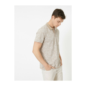 Koton Polo Neck Short Sleeve Cotton Patterned Tshirt
