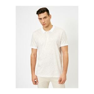 Koton Men's White Polo Neck Patterned T-shirt
