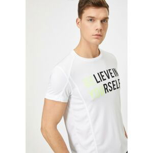 Koton Men's White Letter Printed T-Shirt