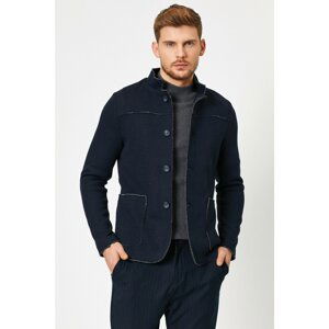 Koton Men's Navy Blue Button Detailed Jacket