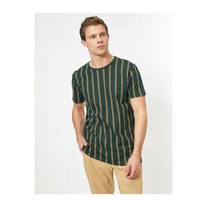 Koton Men's Green Striped T-Shirt