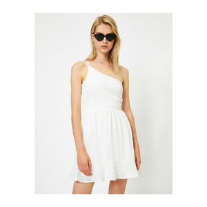 Koton Women's White Sleeveless Brode Short Dress