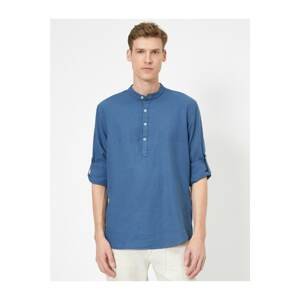 Koton Judge Collar Half Plaid 100% Cotton Regular Fit Casual Shirt