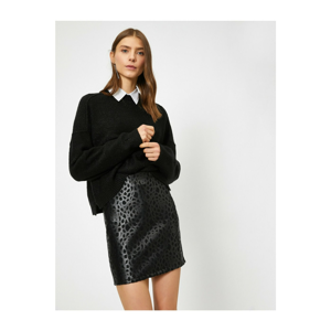 Koton Faux Leather Detail Mini Skirt