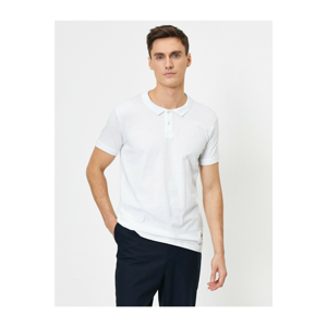 Koton Men's Slim Fit Polo Neck T-shirt with White Ornamental Label Detail