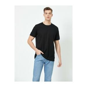 Koton Men's Black Crew Neck Short Sleeve Cotton T-shirt