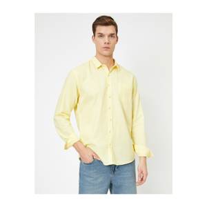 Koton Men's Yellow Pocket Detailed Shirt