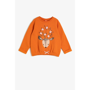 Koton Baby Girl Orange Sequin Detail Sweatshirt