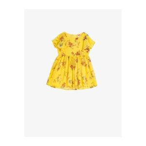 Koton Girl Yellow Short Sleeve Floral Dress