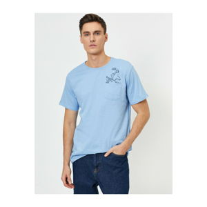 Koton Men's Blue Printed T-shirt