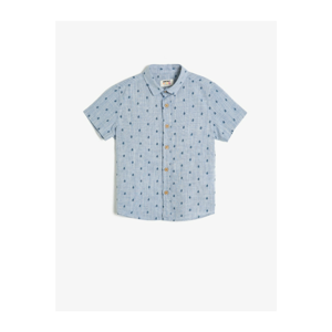 Koton Boy Blue Classic Collar Short Sleeve 100% Cotton Patterned Shirt