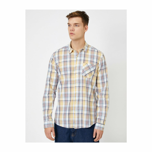 Koton Men's Plaid Long Sleeve Slim Fit Casual Shirt